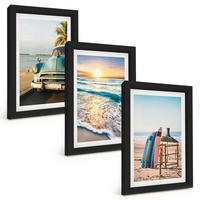 BILDER SET 3er Set - 20x30 cm Schwarzer Rahmen - Sonnenuntergangsurlaub in Miami - Schwarz, Kunststoff (20/30cm) - TULUP