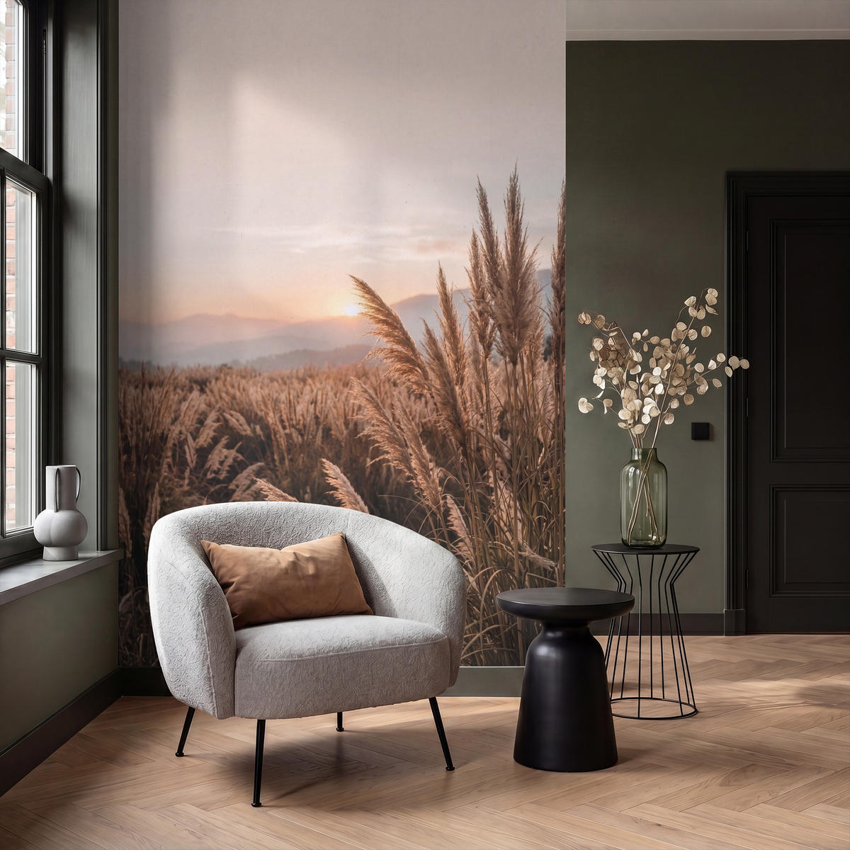 TAPETE - Gras - Feld - Sonne - Natur - 160x240 cm - Sandfarben, Papier (160/240cm) - OnlyWow