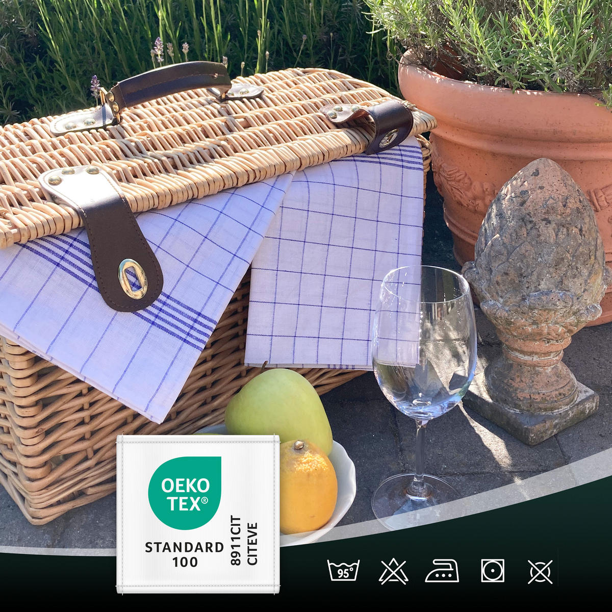 GESCHIRRTÜCHER, 5er-Set, 50x70 cm, 50% Baumwolle, 50% Leinen, Blau - Blau, Textil (50/70cm) - Zollner