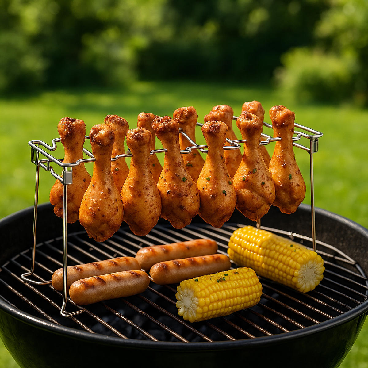 2XHÄHNCHENSCHENKELHALTER - Silberfarben, Metall (34.5/14.5/11.5cm) - Relaxdays