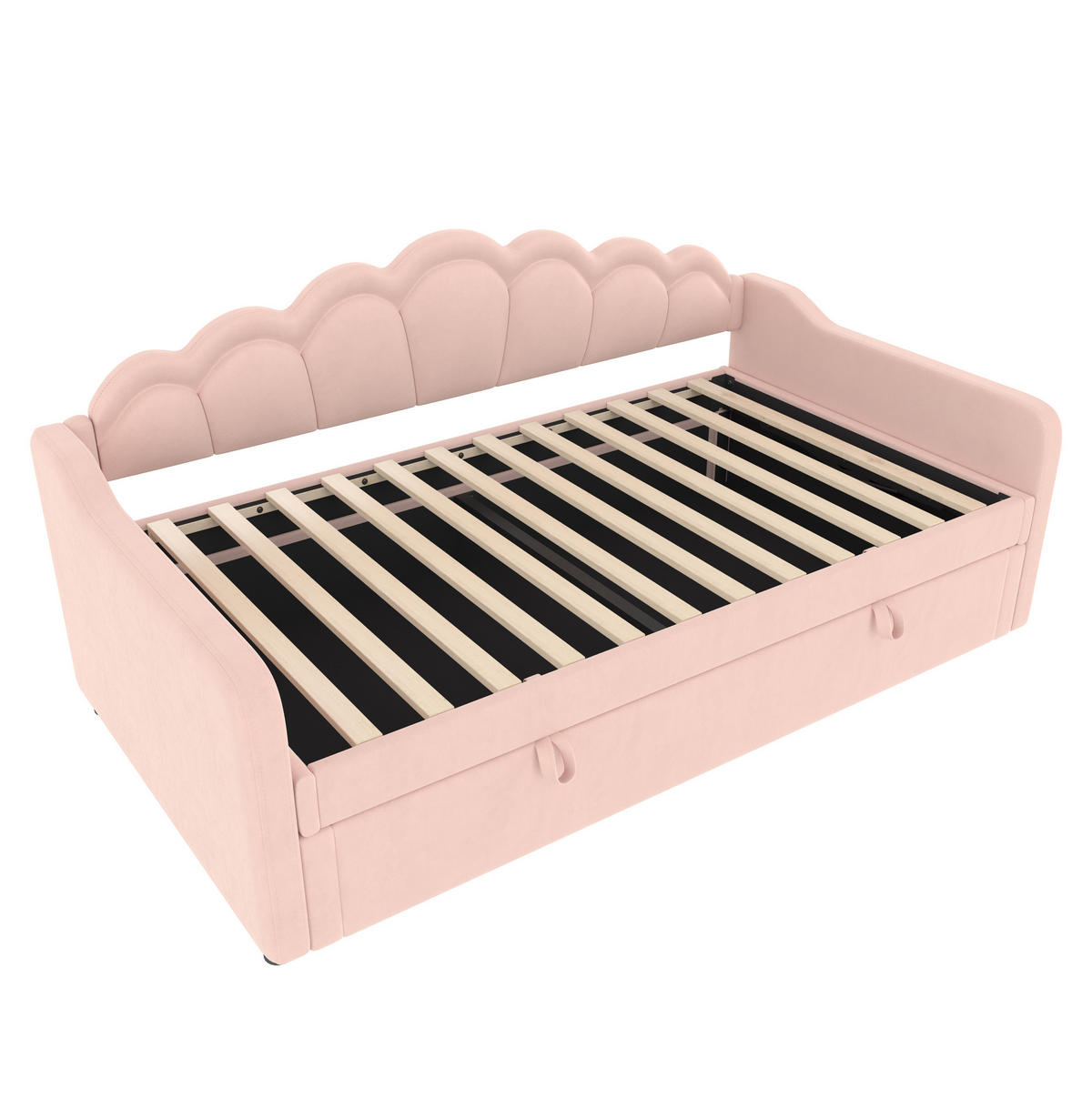 TAGESBETT 90/200 cm rosa mit Stauraum und bunten LED-Leisten - Rosa, Textil (90/200cm) - OKWISH