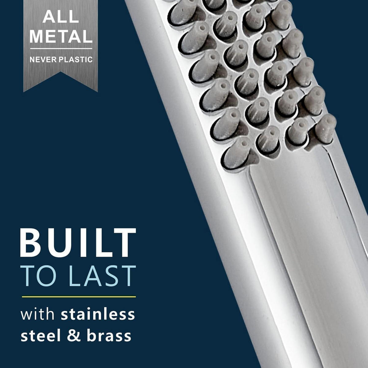 HANDBRAUSE Komplett aus Metall Chrom Hochdruck - Silberfarben, Metall (3/12.7/20cm)