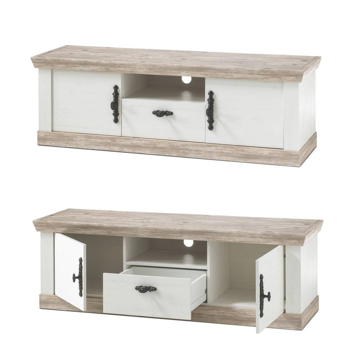 LOWBOARD Ferna-61 - Weiß, Holzwerkstoff (156/51/44cm) - Lomado