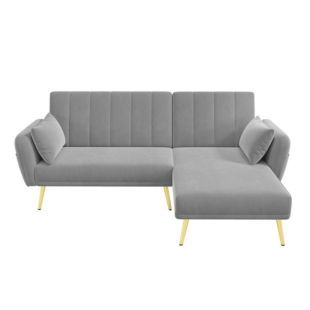 KLAPP-DOPPELSOFA mit Zusatzecke in Grau - Grau, Textil (130/80/191.5cm) - KOMHTOM