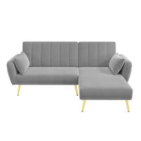 KLAPP-DOPPELSOFA mit Zusatzecke in Grau - Grau, Textil (130/80/191.5cm) - KOMHTOM