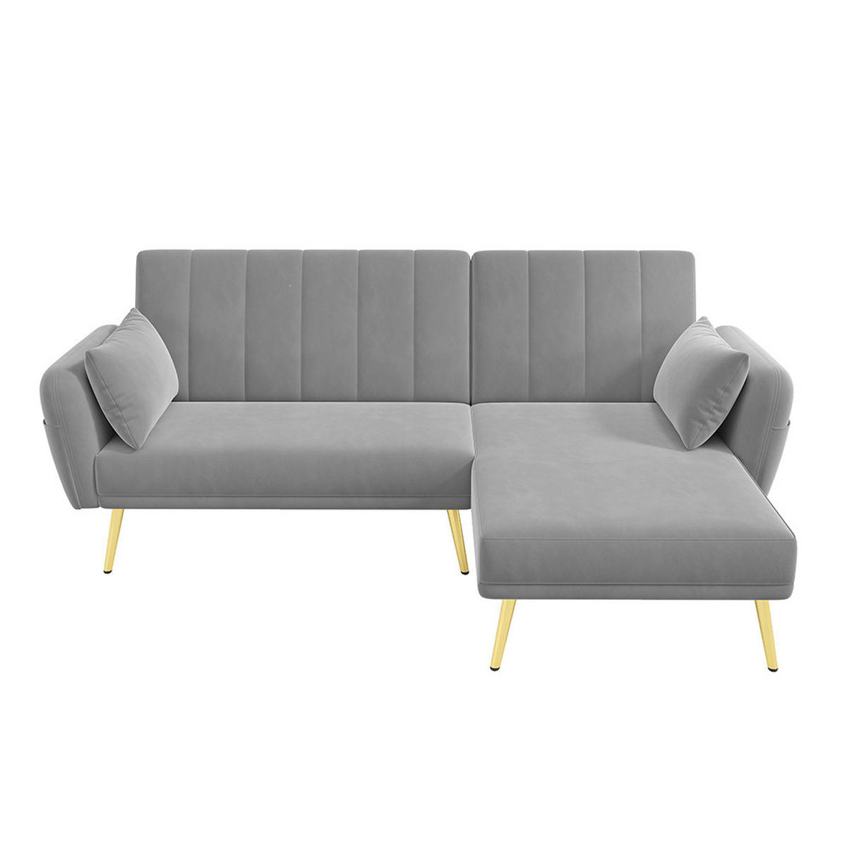 KLAPP-DOPPELSOFA mit Zusatzecke in Grau - Grau, Textil (130/80/191.5cm) - KOMHTOM