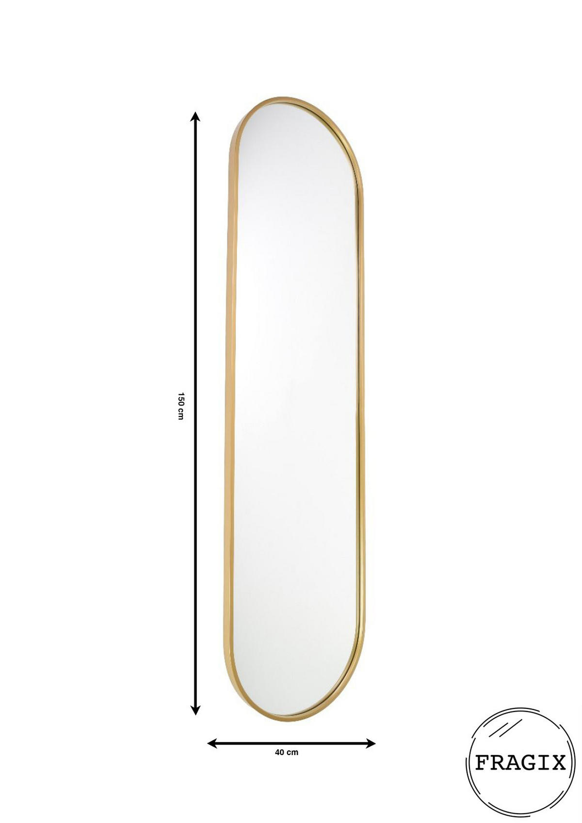 WANDSPIEGEL Boston Gold - Goldfarben, Metall (40/150/4cm) - Fragix