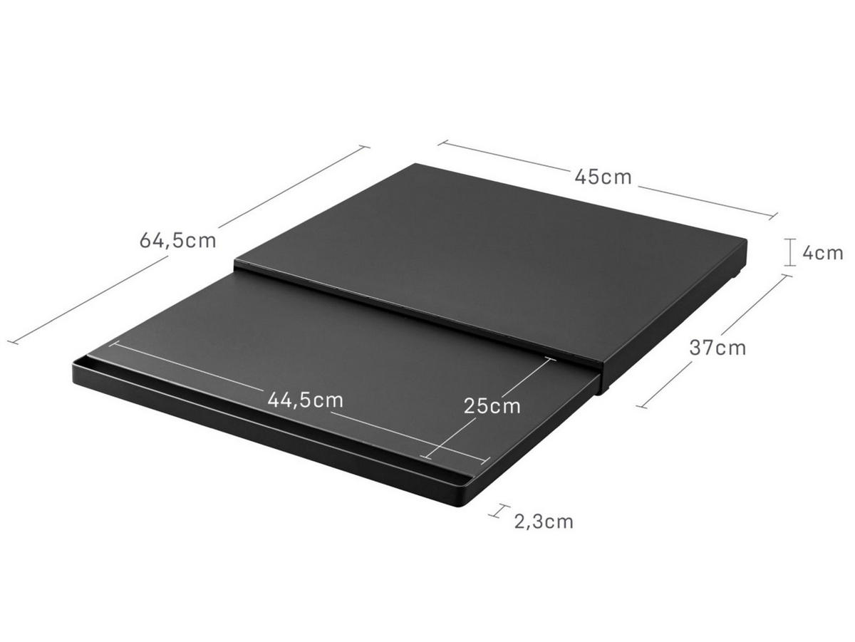 ARBEITSPLATTEN-AUSZIEHTABLETT Tower schwarz 45/4/37 cm - Schwarz, Metall (37/4/45cm) - Yamazaki