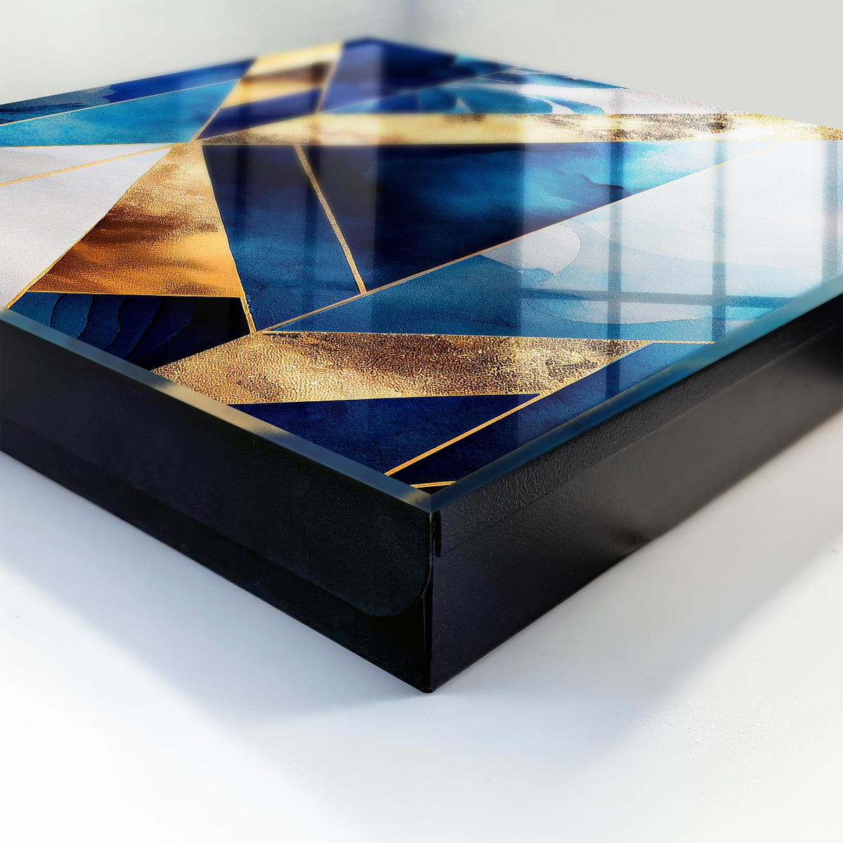 SCHLÜSSELBOX Schwarz 30x30 cm- Türöffnung nach rechts - Blaue Eleganz - Blau, Metall (30/30/5cm) - TULUP