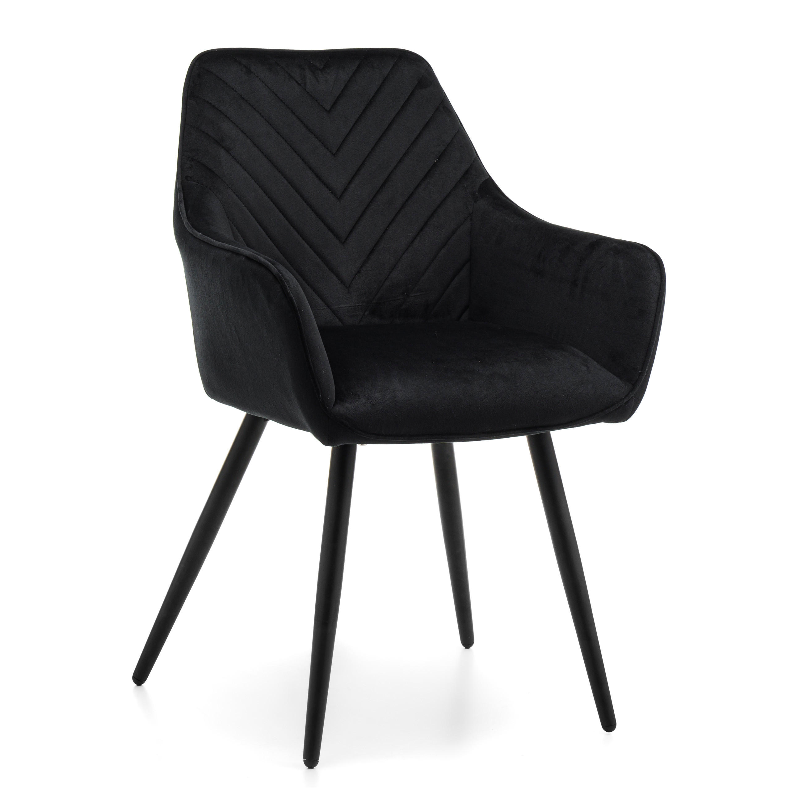 STUHL VASTO gepolstert mit Steppung - schwarz - Samt Velours - Schwarz, Textil/Metall (58/87/60cm) - NEW HOME