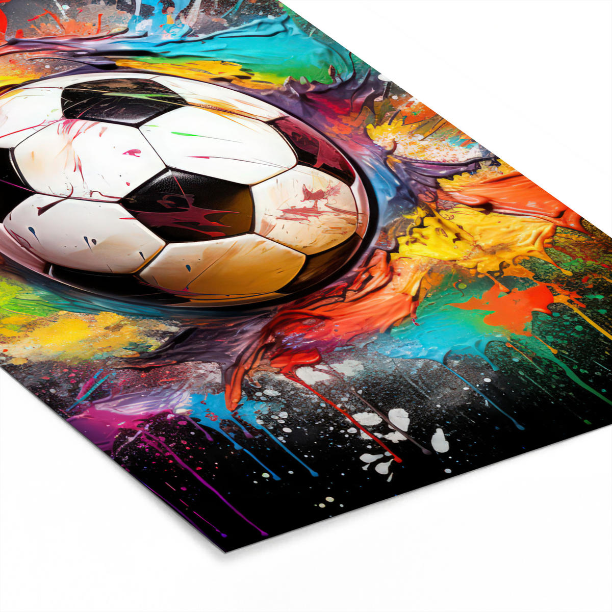 GERAHMTES BILD Fußball - Farbe - Farben - Schwarz - Weiß 40x60 cm - Weiß, Papier (40/60cm) - MuchoWow