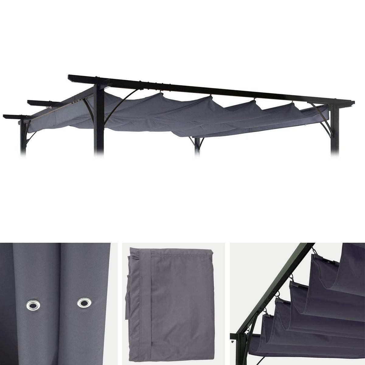 ERSATZDACH 320x250cm für Pergola 3x3m Grau - Grau, Textil (320/1/250cm) - BERLINLODGE