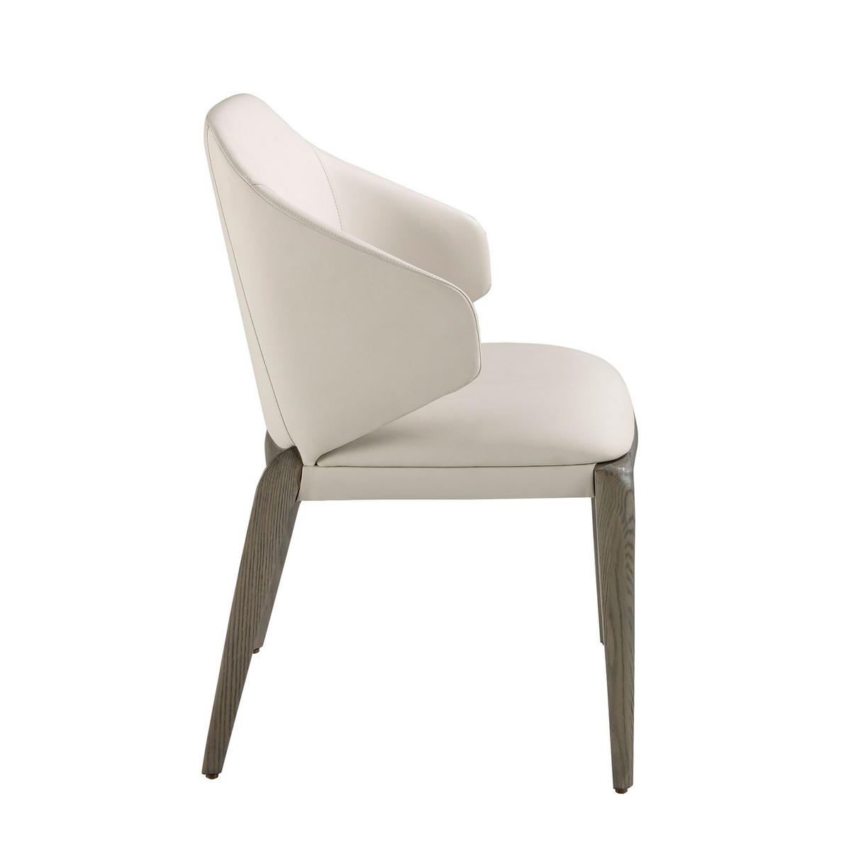 STUHL Cremefarbener Kunstlederstuhl 53/54/82 cm - Eichefarben/Creme, Leder (53/82/54cm) - ANGEL CERDA