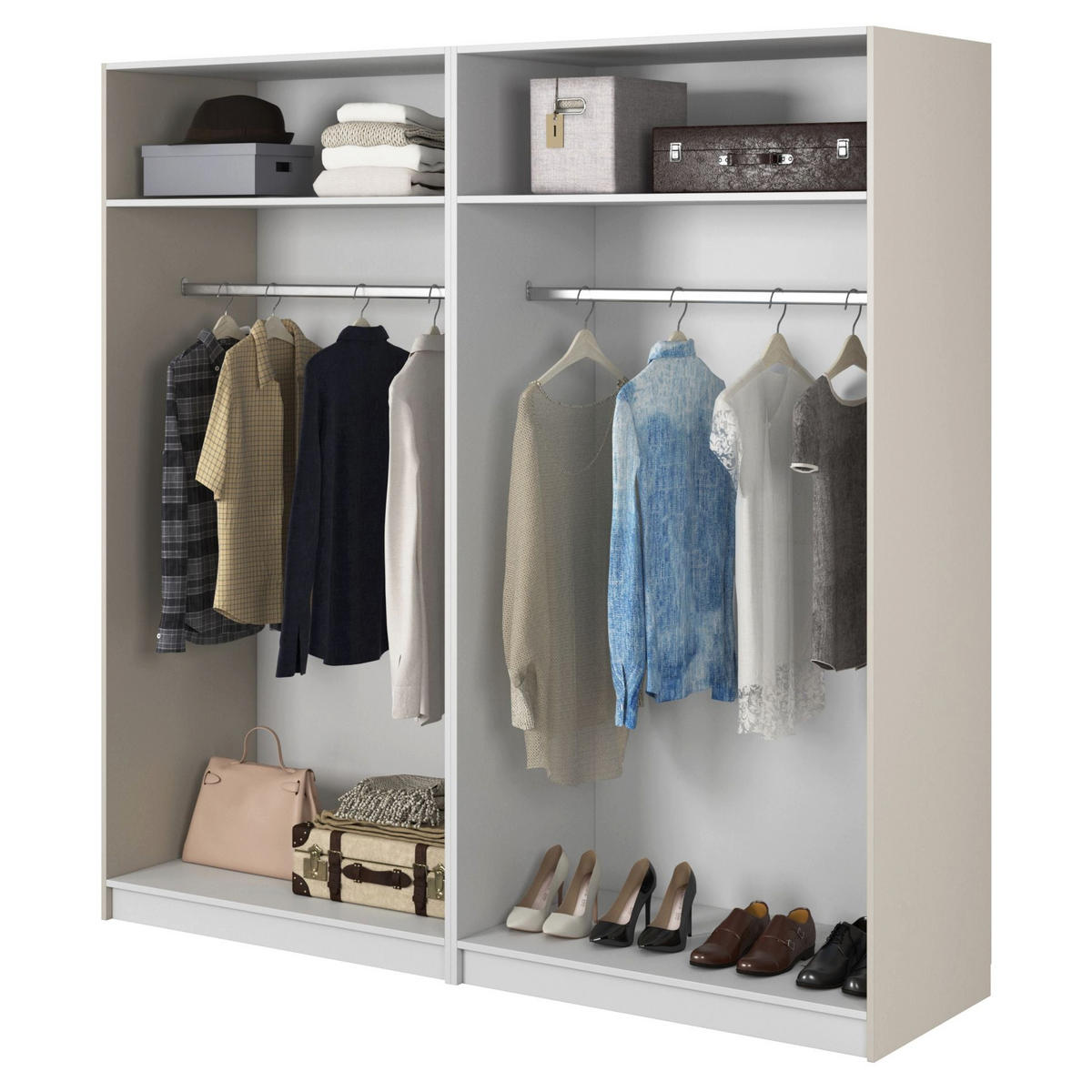 KLEIDERSCHRANK Frame Greige 200 cm - Taupe/Goldfarben, Holzwerkstoff/Metall (200/200.5/57cm) - Selsey