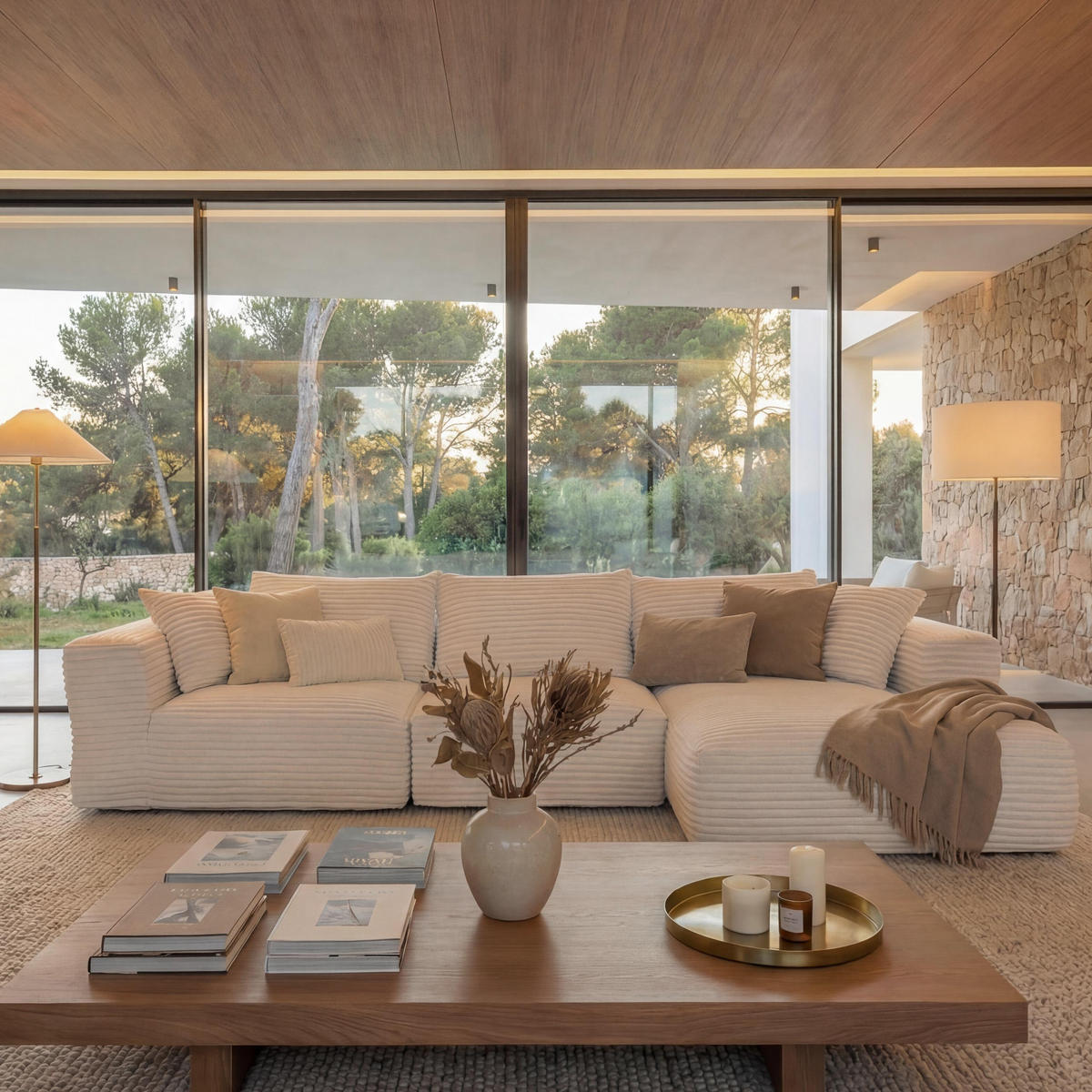 SOFA-GARNITUR Weiß - Weiß, Textil (276/58/154cm) - MCW