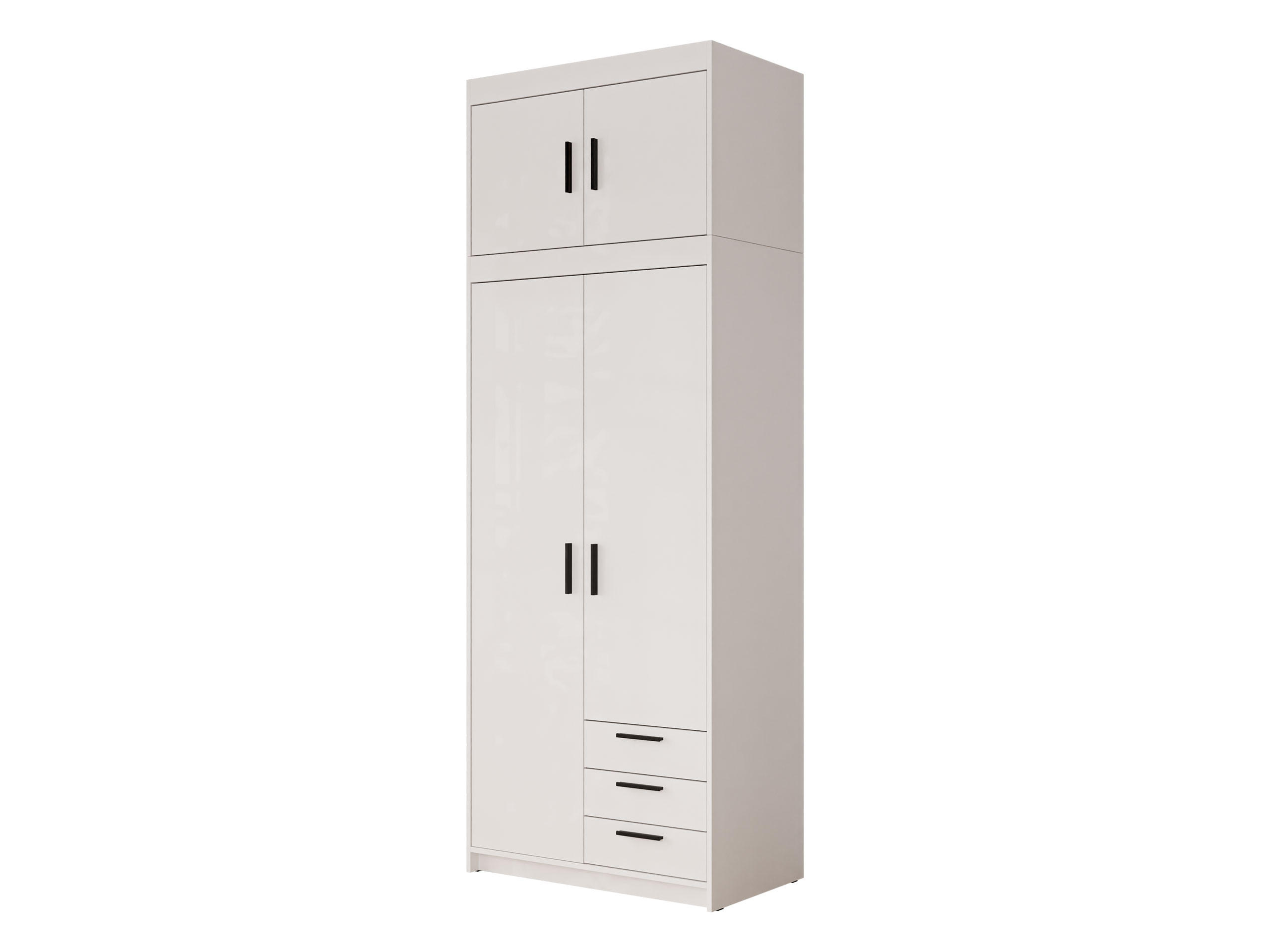 KLEIDERSCHRANK Elena 2D3S + Schrankaufsatz - Schwarz/Weiß, Holzwerkstoff/Kunststoff (90/246/53cm) - MIRJAN24