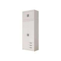 KLEIDERSCHRANK Elena 2D3S + Schrankaufsatz - Schwarz/Weiß, Holzwerkstoff/Kunststoff (90/246/53cm) - MIRJAN24