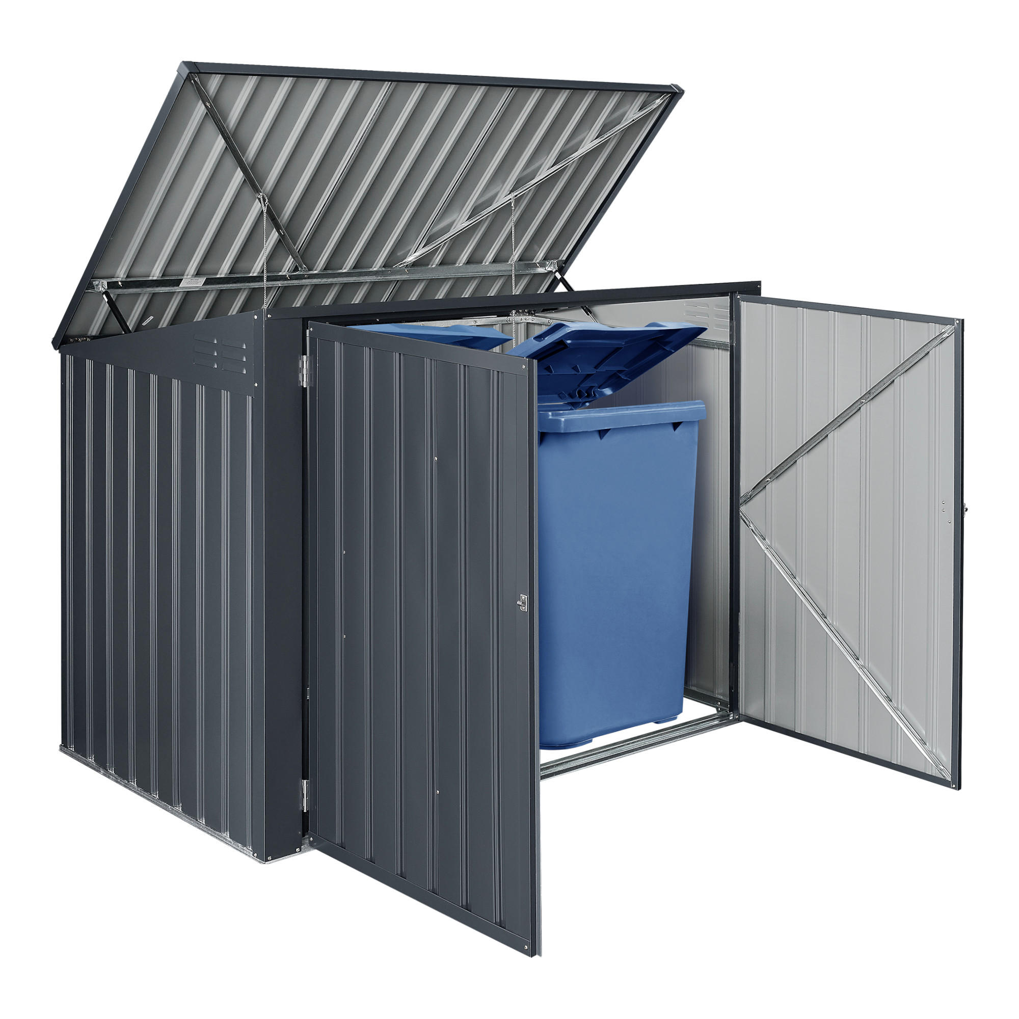 MÜLLTONNENBOX Grebin - Dunkelgrau, Metall (173/131/101cm) - [en.casa]
