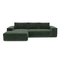 ECKSOFA LINKS Samt Smaragdgrün 302cm - Smaragdgrün, Textil (165/302cm) - Sia Home