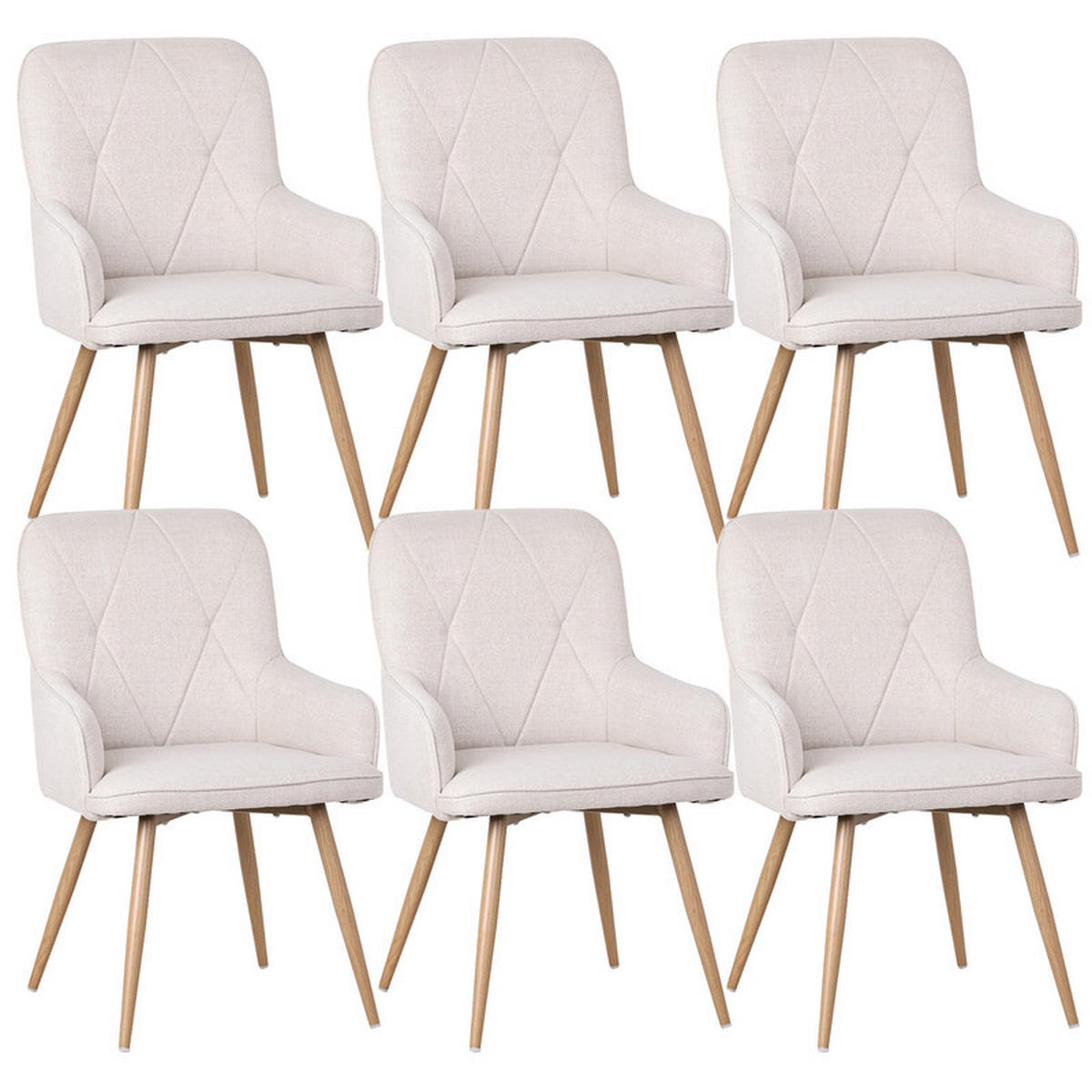 ARMLEHNSTUHL-SET 6 Stück in Stoff(YZ3) - Beige, Textil (57/87/62cm) - HOMAVO