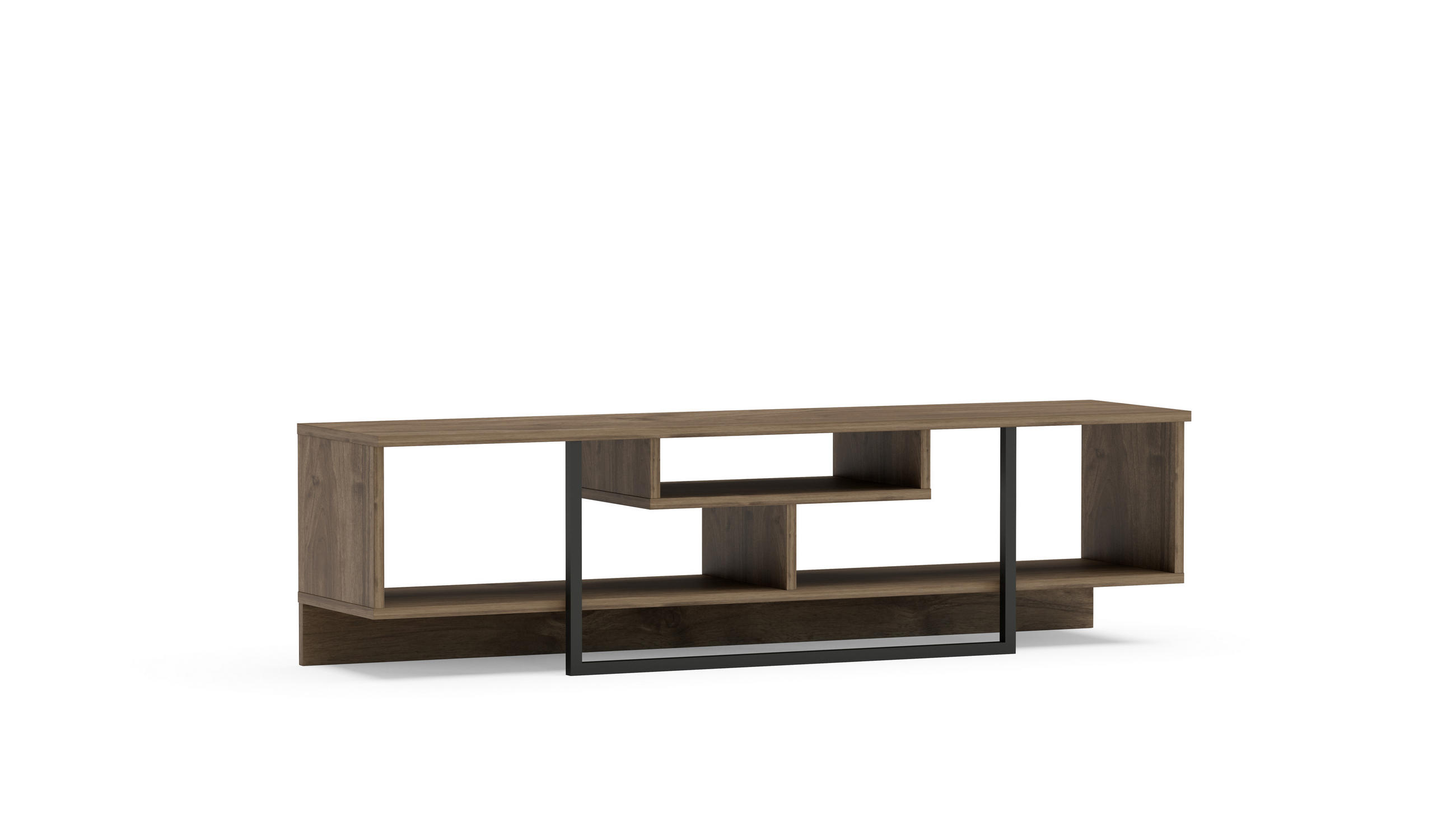 TV-ELEMENT Asal Walnuss Schwarz - Walnussfarben/Schwarz, Holzwerkstoff (149.4/40/35.2cm) - Decorotika