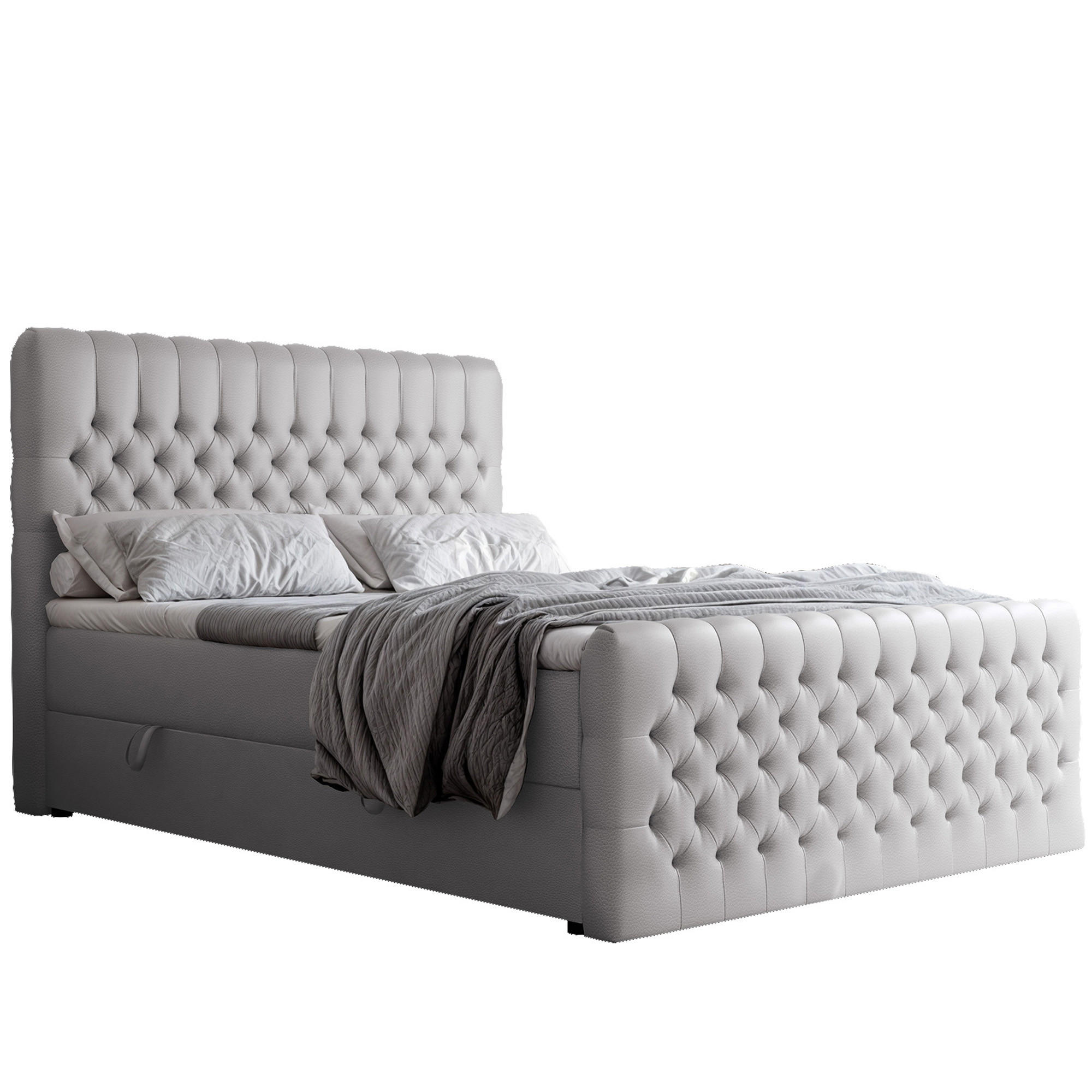 BOXBETT 180x200 cm mit Topper - Grau, Holzwerkstoff/Textil (180/200cm) - Idohome