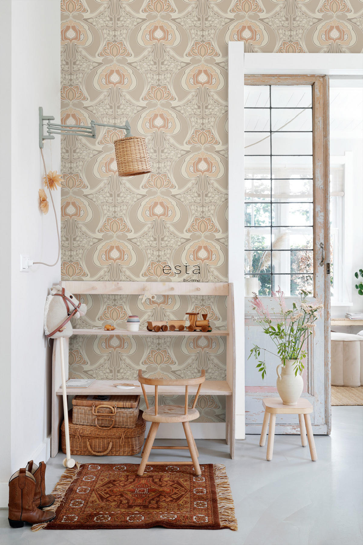 TAPETE Blumenmuster im Jugendstil 53 cm x 10.05 m - Beige, Papier (53/1000cm) - ESTAhome