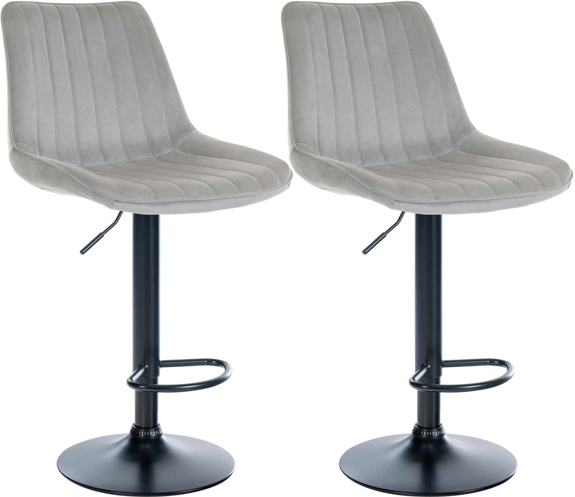 BARHOCKER 2er Set Samt Grau - Grau, Textil/Metall (49.5/91/50cm) - CLP