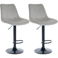 BARHOCKER 2er Set Samt Grau - Grau, Textil/Metall (49.5/91/50cm) - CLP