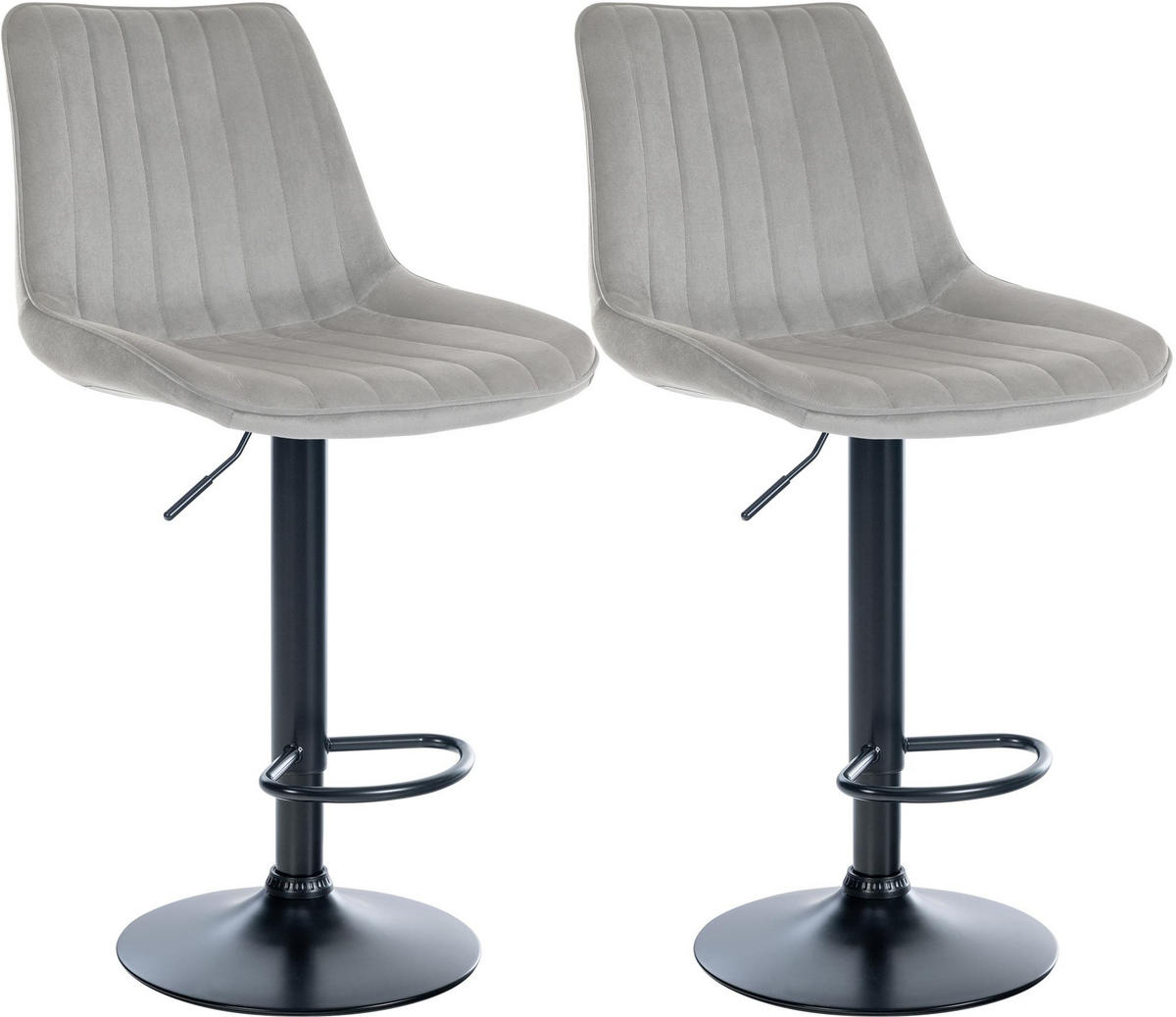 BARHOCKER 2er Set Samt Grau - Grau, Textil/Metall (49.5/91/50cm) - CLP