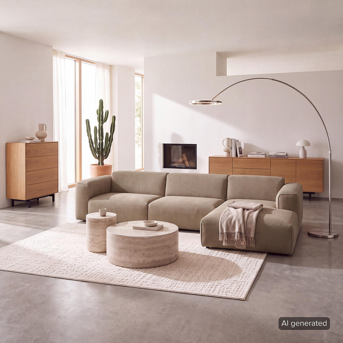 3-SITZER ECKSOFA mit Longchair - Taupe/Schwarz, Kunststoff/Textil (317/173cm) - home24