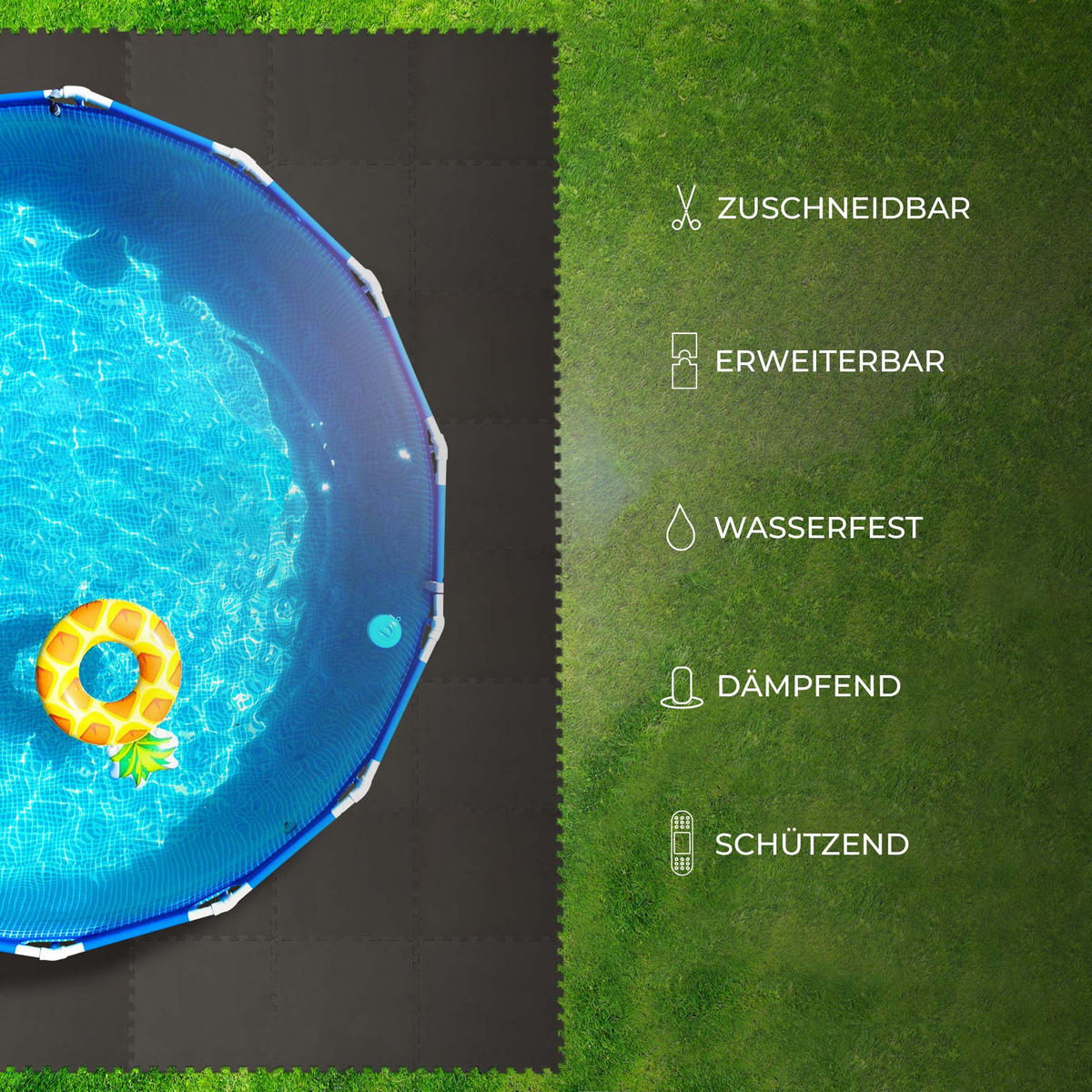 BODENSCHUTZMATTE für Pool Anthrazit 50x50cm (8 Stück - 2m²) - Anthrazit, Kunststoff (50/50cm) - Bestlivings