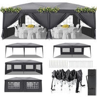 FALTPAVILLON 3 x 6 m Anthrazit Wasserdicht UV-Schutz Höhenverstellbar - Anthrazit, Textil (300/268/600cm)