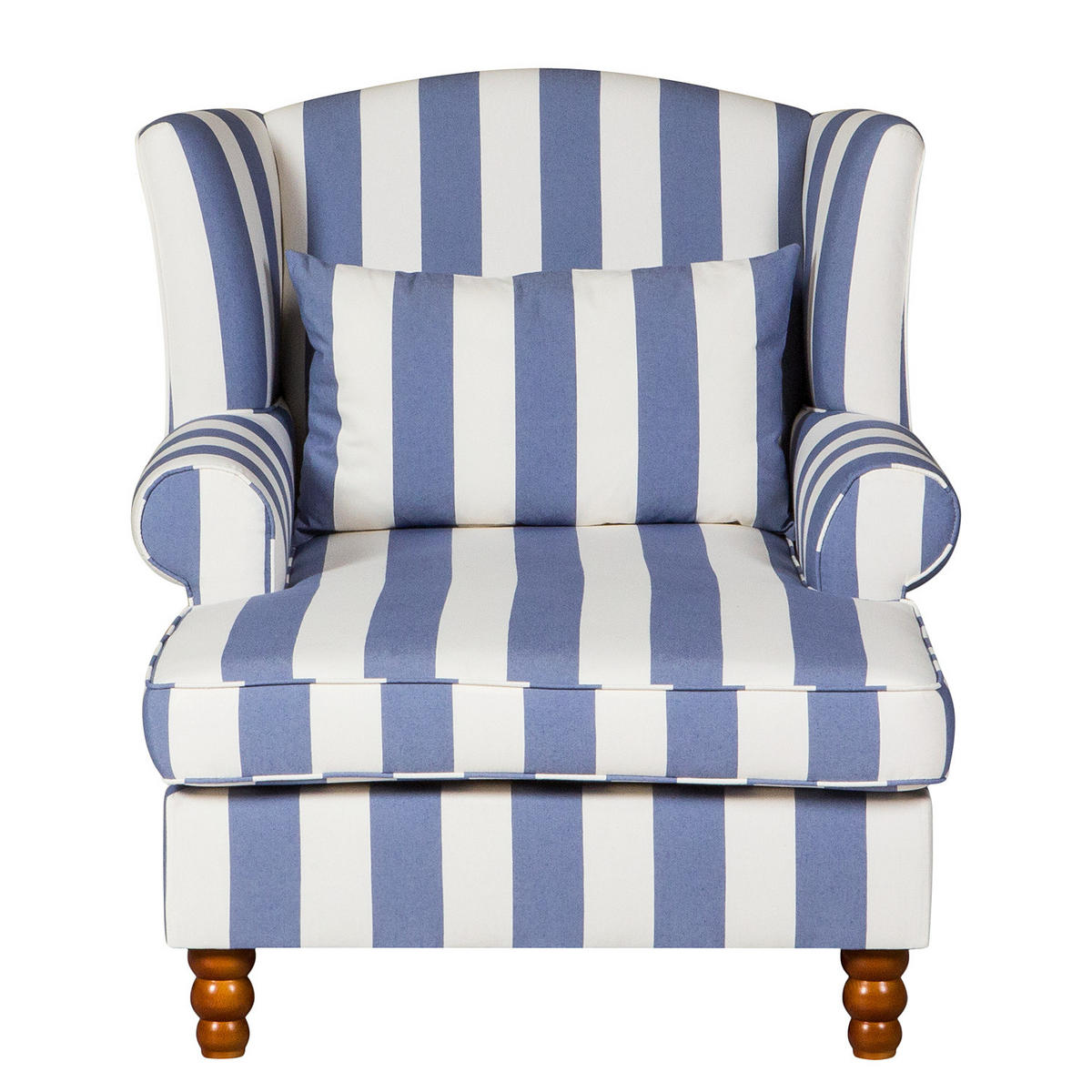 OHRENSESSEL - Webstoff - Blau/Weiß, Holz/Textil (94/95/134cm) - home24