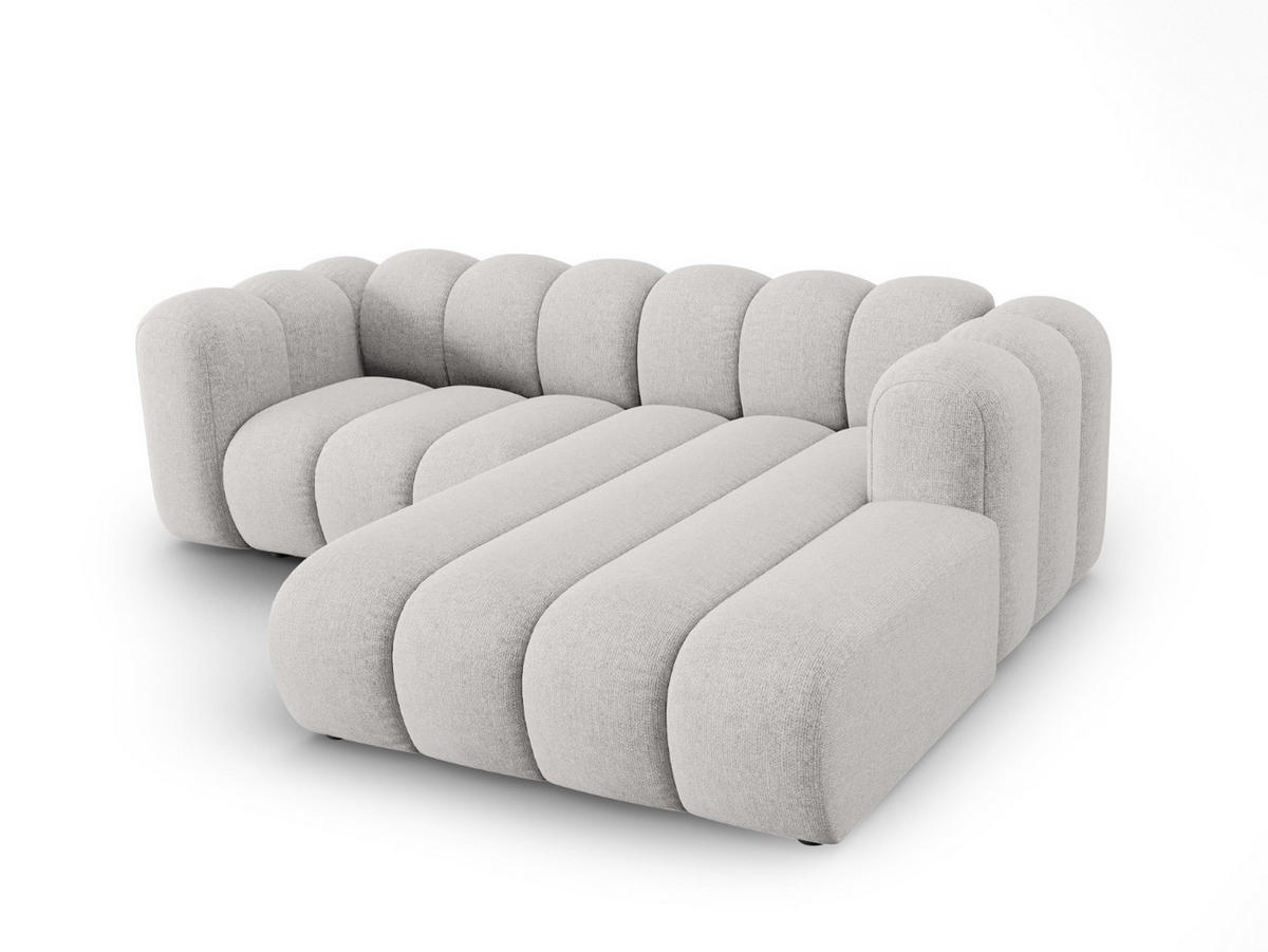 ECKSOFA modular rechts Lupine aus Chenille-Stoff hellgrau 3 Sitzplätze - Hellgrau, Textil (177/230cm) - Micadoni