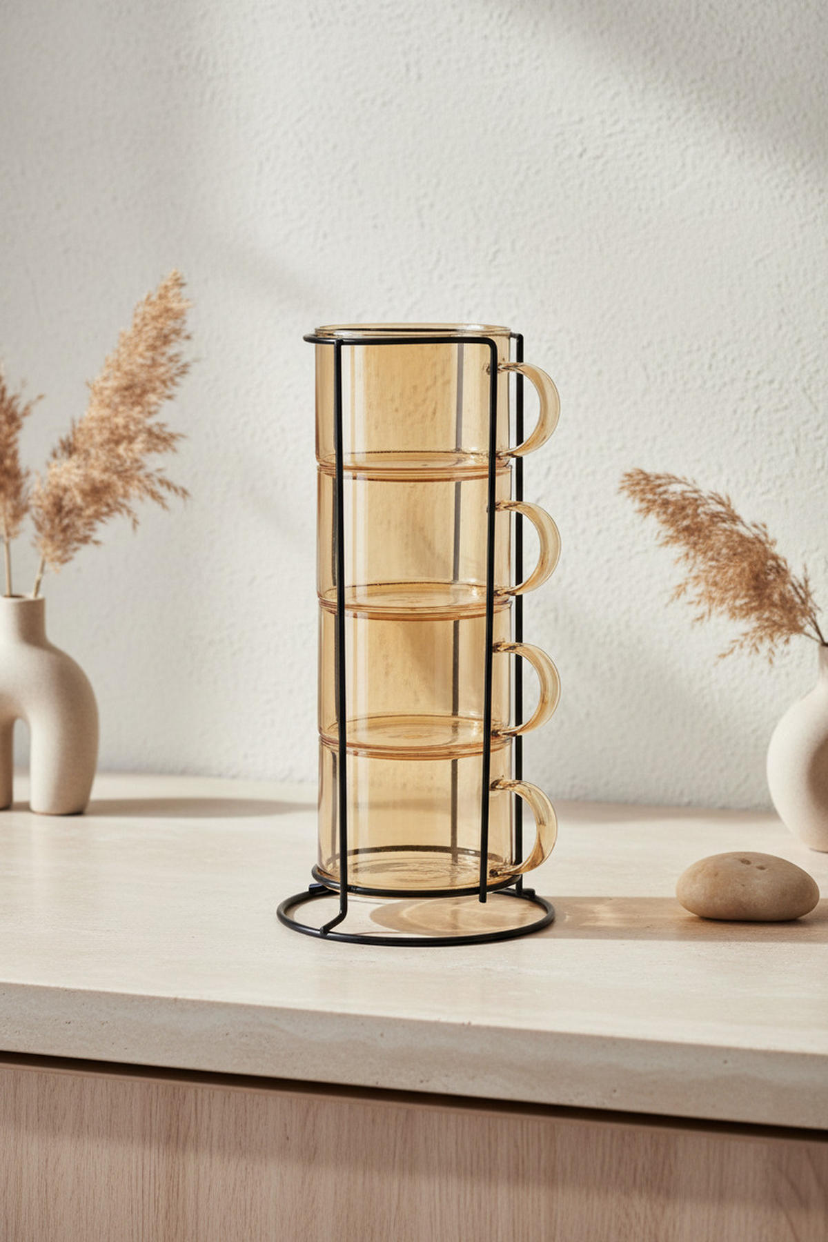 SADA ŠÁLKŮ PETER, 4dílná, borosilikátové sklo, medová - med, sklo (0.35L) - Mondex