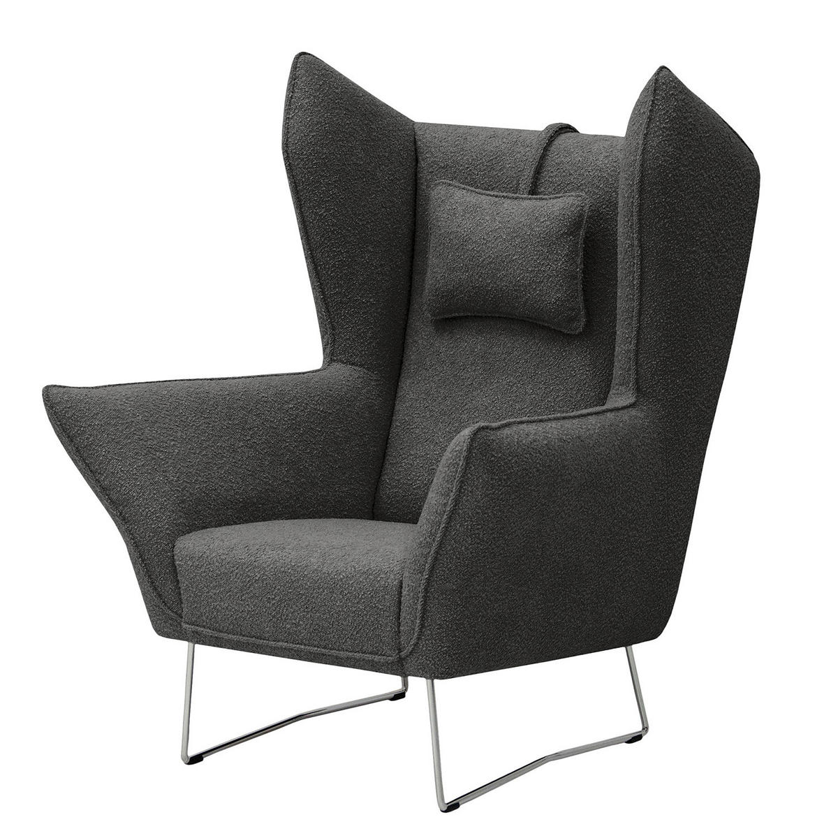 SESSEL - Chromfarben/Grau, Textil/Metall (80/112/92cm) - home24