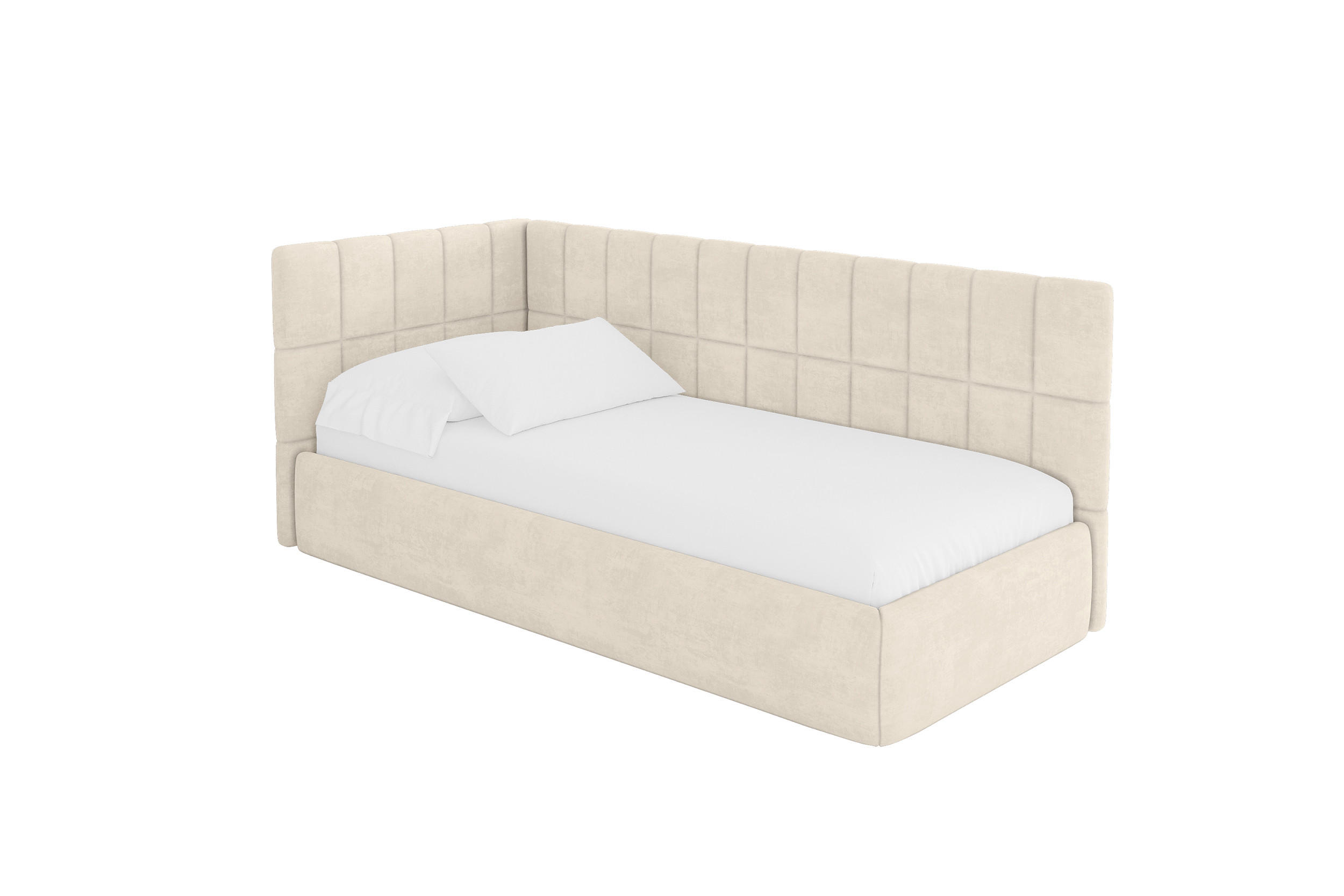 ALTDECOR JEDNOLŮŽKOVÁ POSTEL pro mládež s úložným prostorem, vpravo - TULY 90x200 béžová