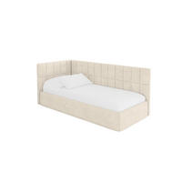 EINZELLBETT Jugendbett mit Bettkasten, Rechts - TULY 100x200 Beige - Naturfarben, Holzwerkstoff/Textil (100/200cm) - ALTDECOR