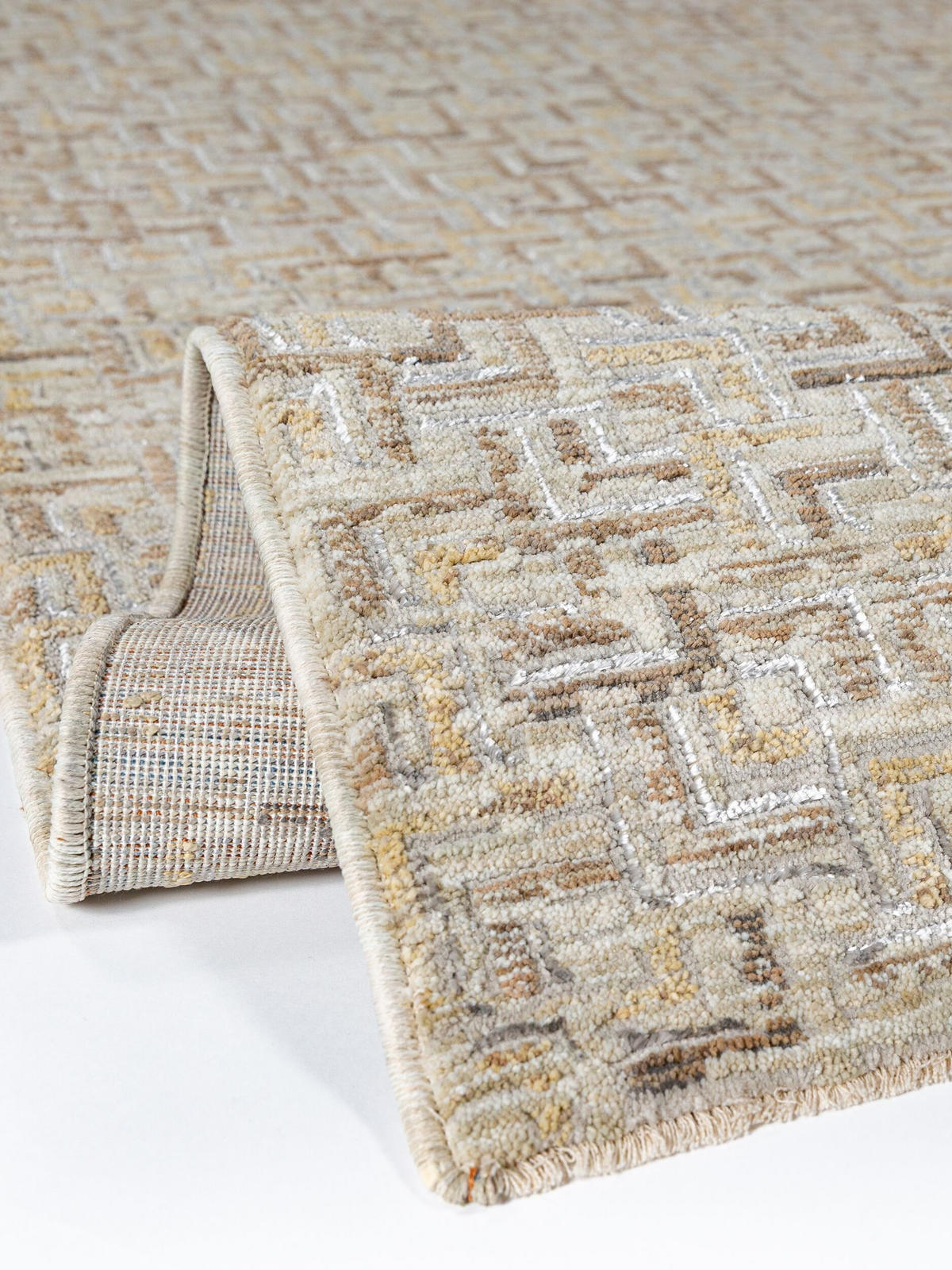KURZFLORTEPPICH, mit Fransen, EWENNY, Mosaik, Natur, 160 x 230 cm - Beige, Textil (160/230cm) - KADIMA DESIGN
