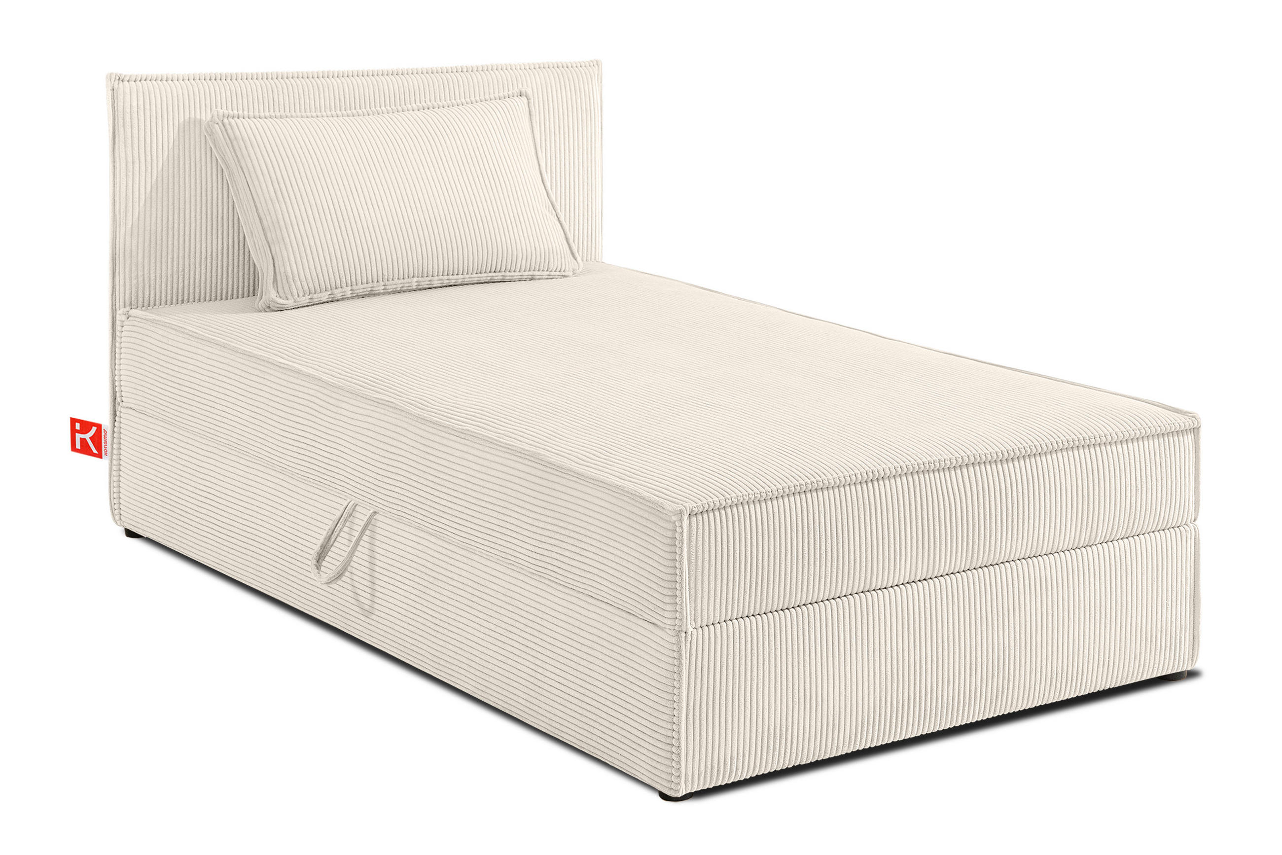 BOXSPRINGBETT ROTI Einzelbett, ecrufarben - Ecru/Schwarz, Holz/Holzwerkstoff (100/200cm) - KONSIMO®