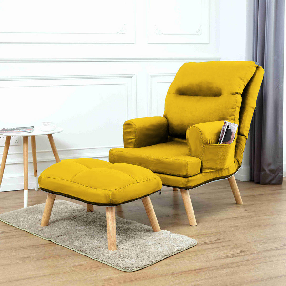 SESSEL Memo mit Fußhocker Rückenlehne 5-stufig einstellbar, gelb - Gelb, Kunststoff (107/95/66cm) - Margaret Hadas24