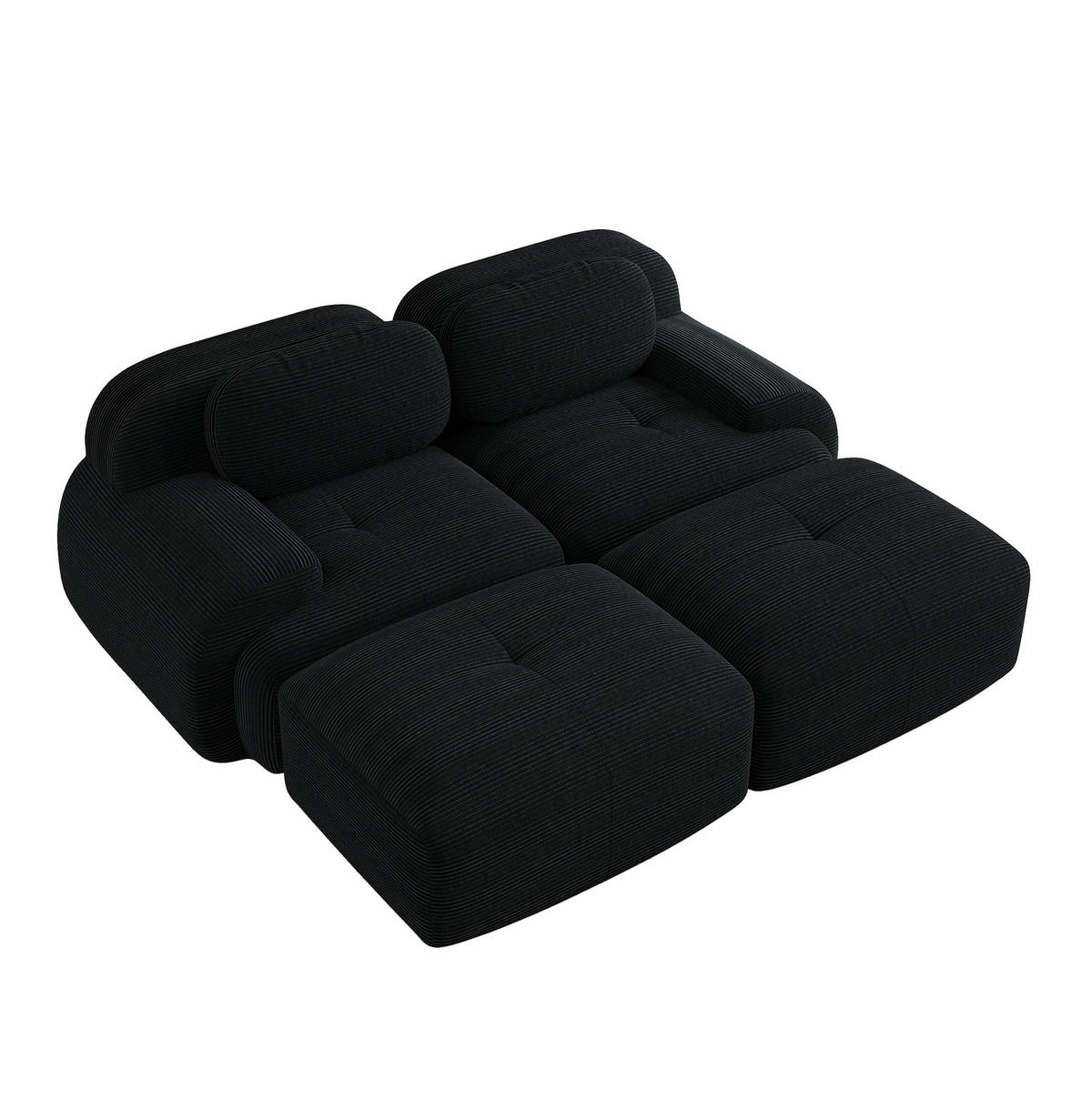 SOFA modular rahmenlos Cordstoff Black - Schwarz, Kunststoff (178/75/208cm) - Meubliv