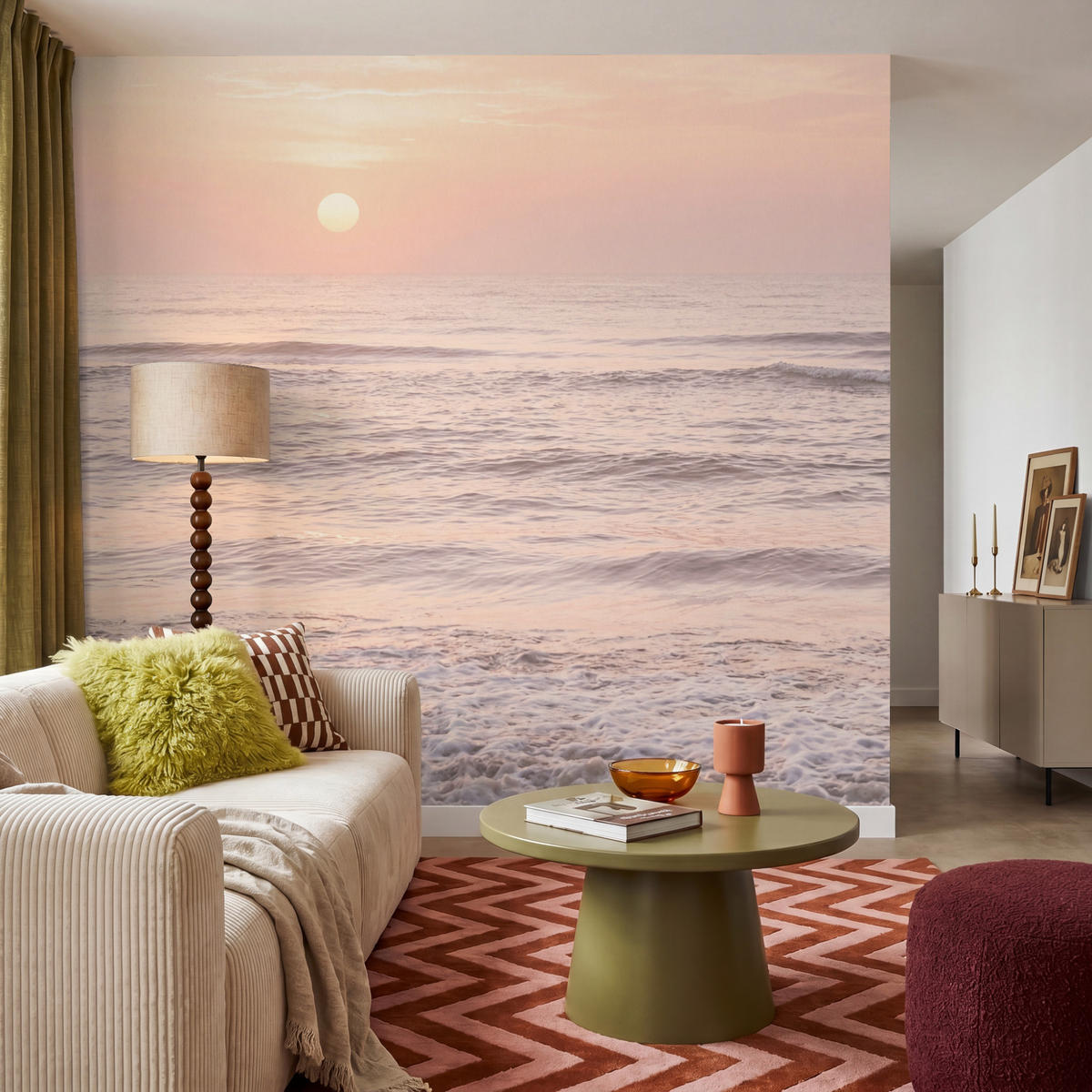 TAPETE - Sonne - Strand - Rosa - 240x240 cm - Hellrosa, Papier (240/240cm) - OnlyWow
