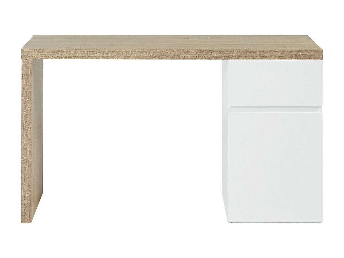 SCHREIBTISCH mit 1 Schublade & 1 Schrank - Holzfarben & Weiß - ACUNEZA - Naturfarben, Holz (50/131/75cm) - Vente-Unique