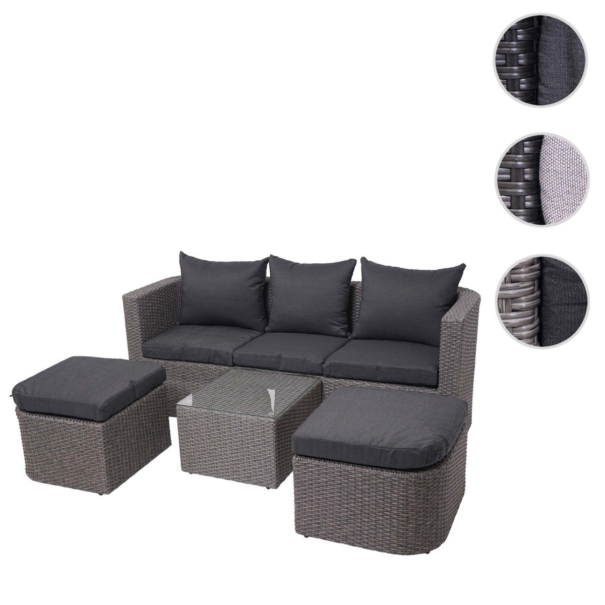 LOUNGE-SET Grau, Anthrazit - Anthrazit/Grau, Holz - MCW