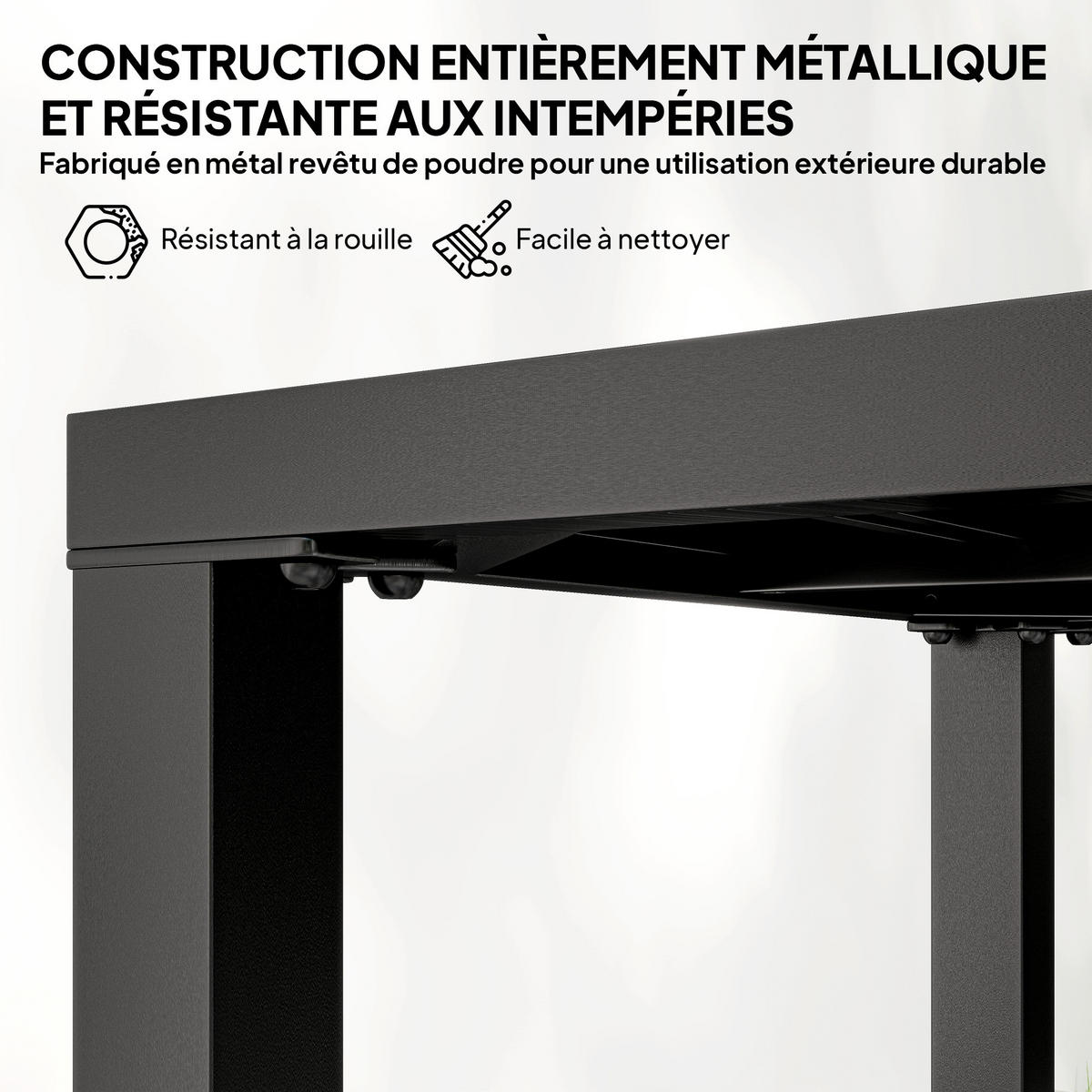 GARTENBEISTELLTISCH DE-14187 quadratisch 45x45 cm, höhenverstellbare Füße Schwarz - Schwarz, Metall (45/45/45.5cm) - ComfortXL