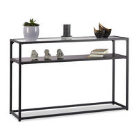 KONSOLENTISCH - Schwarz, Glas/Holzwerkstoff (30/110/70.5cm) - Relaxdays