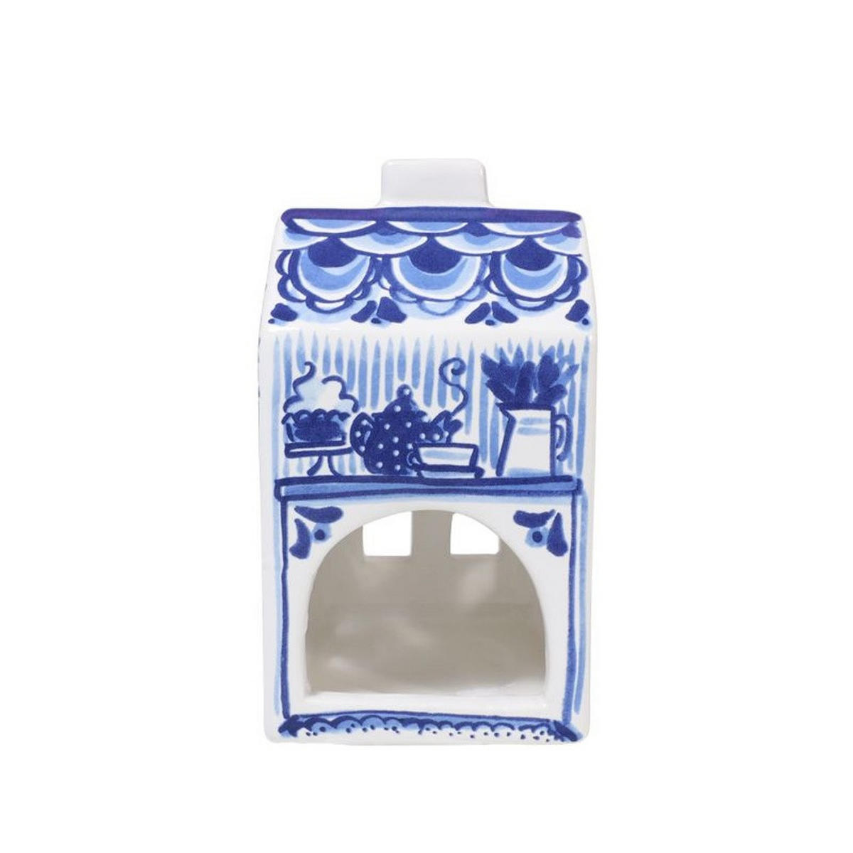 TEELICHTHALTER Häuschen in Blau - 14,5cm - Multicolor, Keramik (8.5/14.5/8.3cm) - Blond Amsterdam
