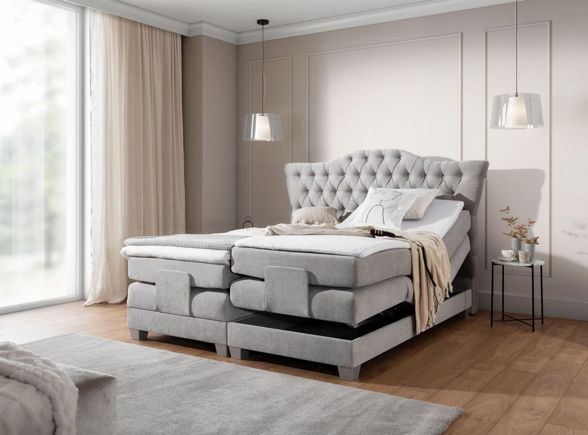 BOXSPRINGBETT Bett Elektrisch Fausto - Rotbraun, Holzwerkstoff/Textil (180/200cm) - Fun Möbel